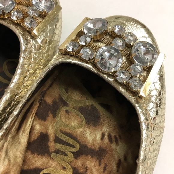 Sam Edelman Jeweled Gold Caper S-Caper Flats 7.5 - Picture 6 of 8